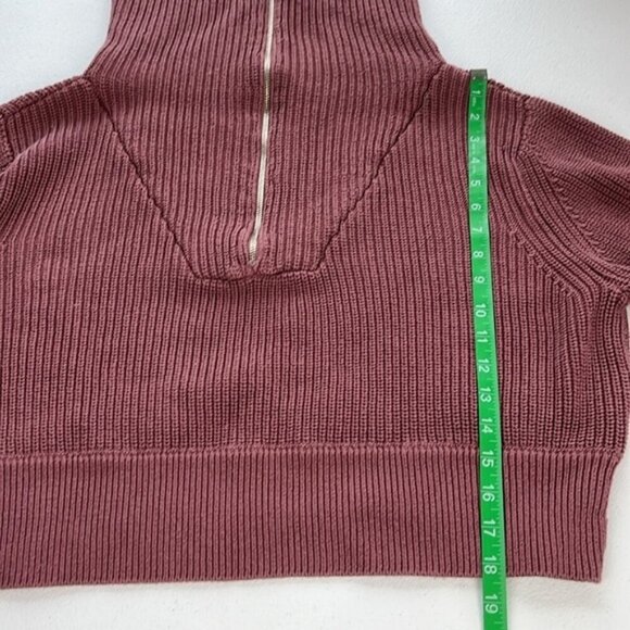 Varley Mentone Sweater Half Zip Turtlneck Mauve Cotton Chunky Knit XL - Picture 9 of 12